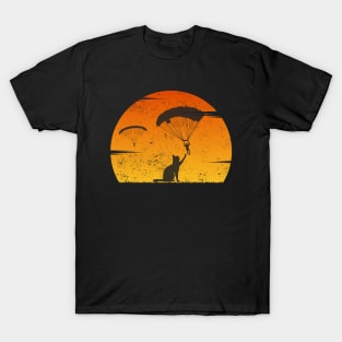 Skydiver With Cat Cool Funny Skydiving T-Shirt